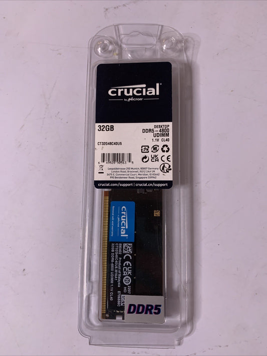 Crucial 32GB (1x32) DDR5-4800 DIMM Desktop PC Memory (CT32G48C40U5)
