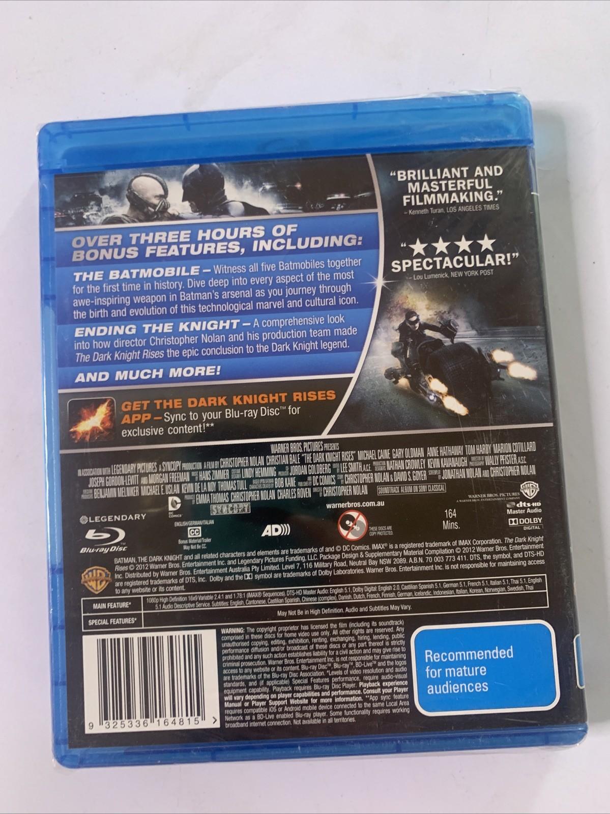 The Dark Knight Rises (Blu-ray + DVD, 2011) Christian Bale Region B NEW Sealed