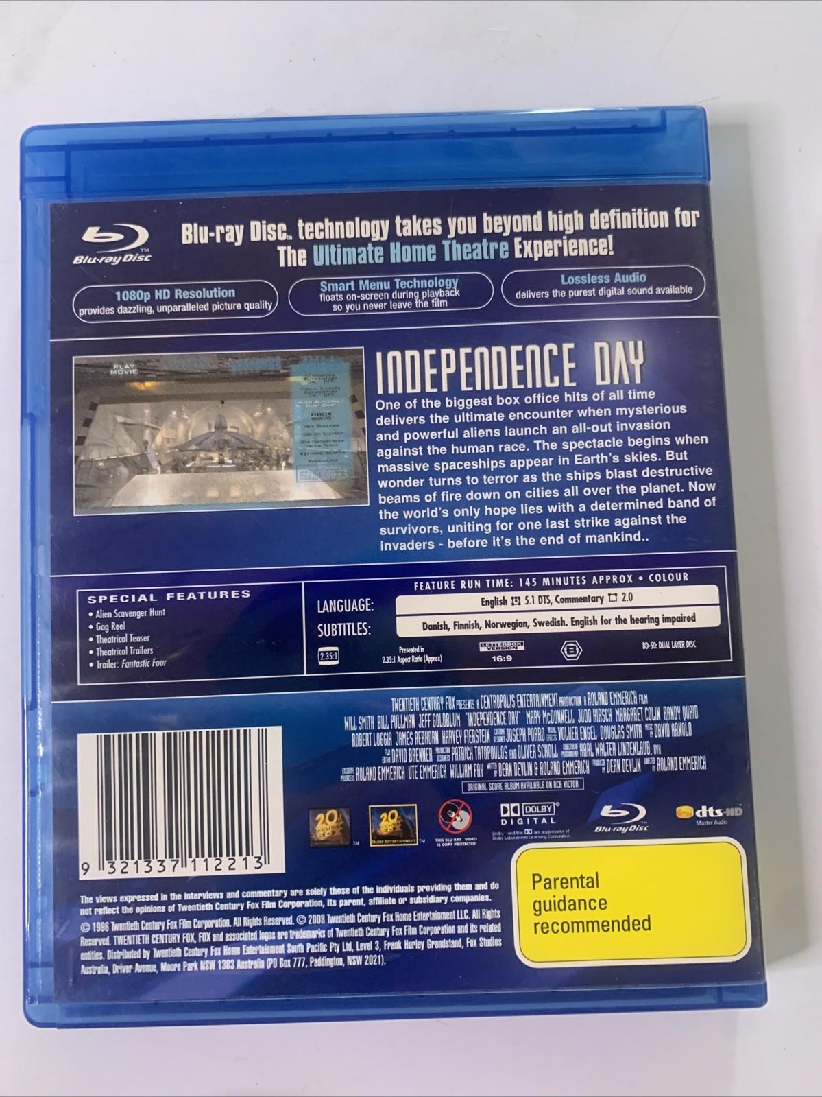 Independence Day (Blu-ray, 1996) Randy Quaid, Will Smith Region B