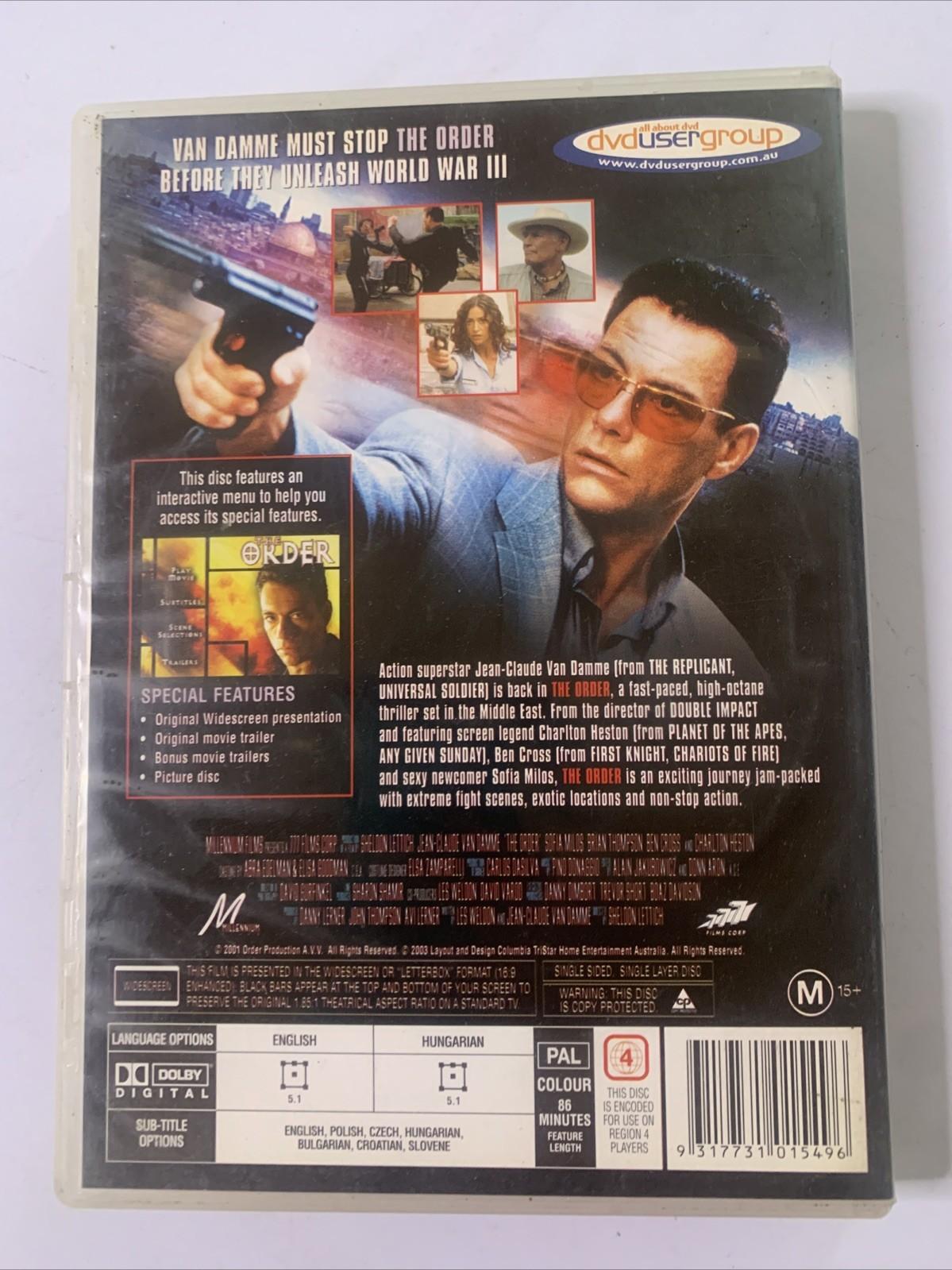 The Order (DVD, 2001) Jean-Claude Van Damme, Charlton Heston Region 4
