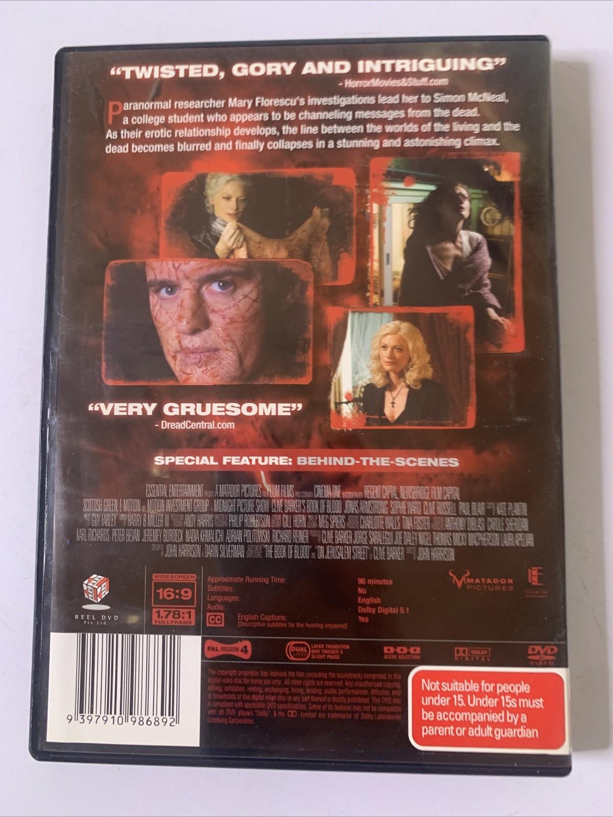 Book of Blood (DVD, 2009) Jonas Armstrong, Sophie Ward Horror Film Region 4
