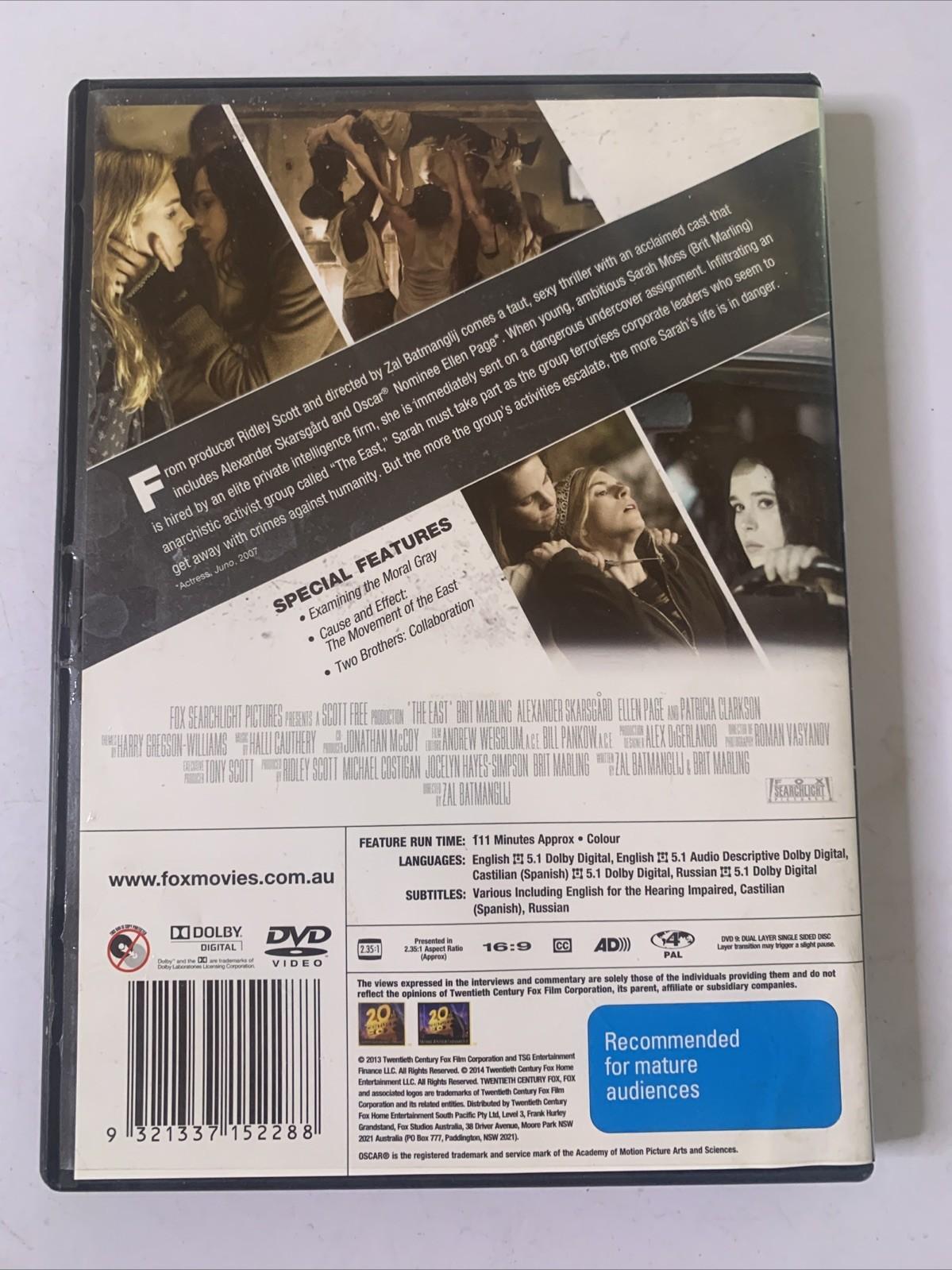 The East (DVD, 2013) Alexander Skarsgard, Brit Marling, Ellen Page Region 4