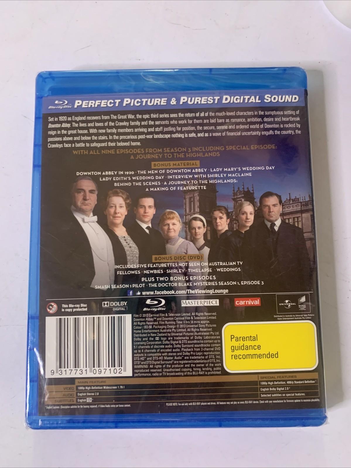 Downton Abbey : Season 3 (Blu-ray, 2013, 5-DIscs) All Regions NEW Sealed