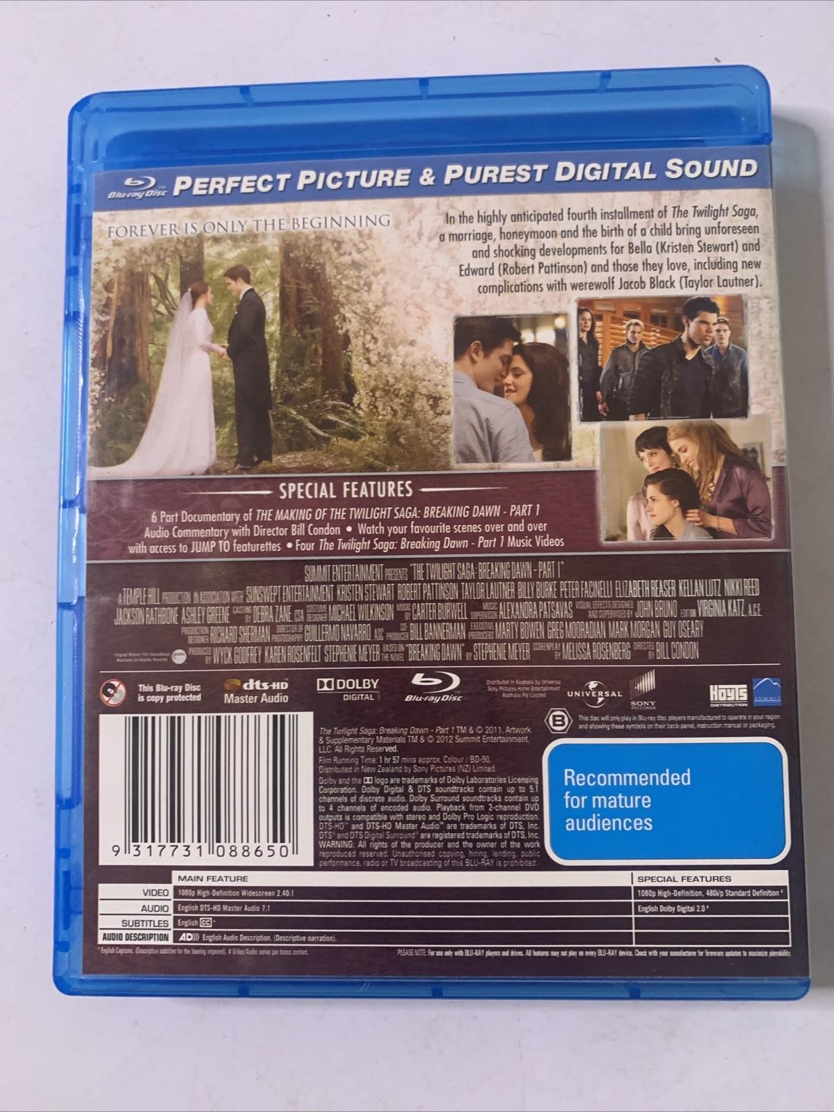 The Twilight Saga: Breaking Dawn Part 1 (Blu-ray, 2011) Robert Pattinson RegionB