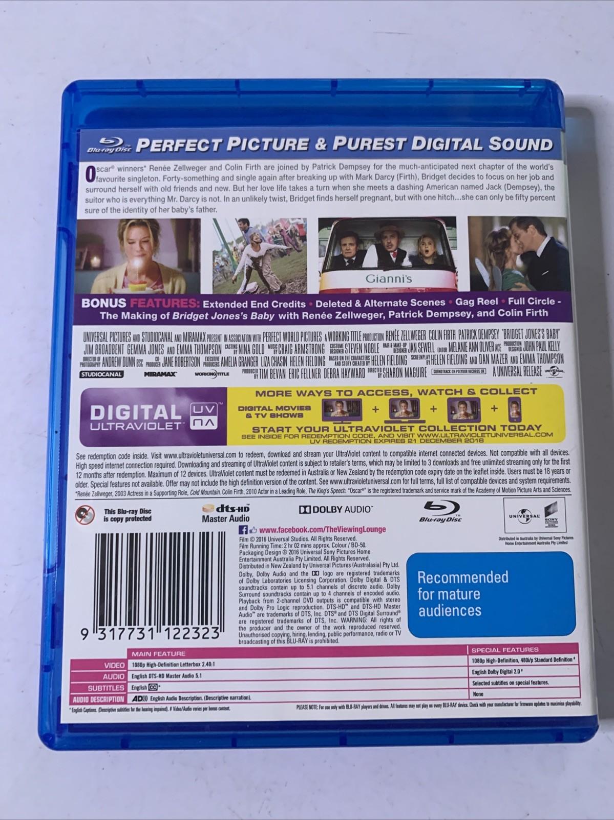 Bridget Jones's Baby (Blu-ray, 2016) Rene Zellweger, Colin Firth Region B