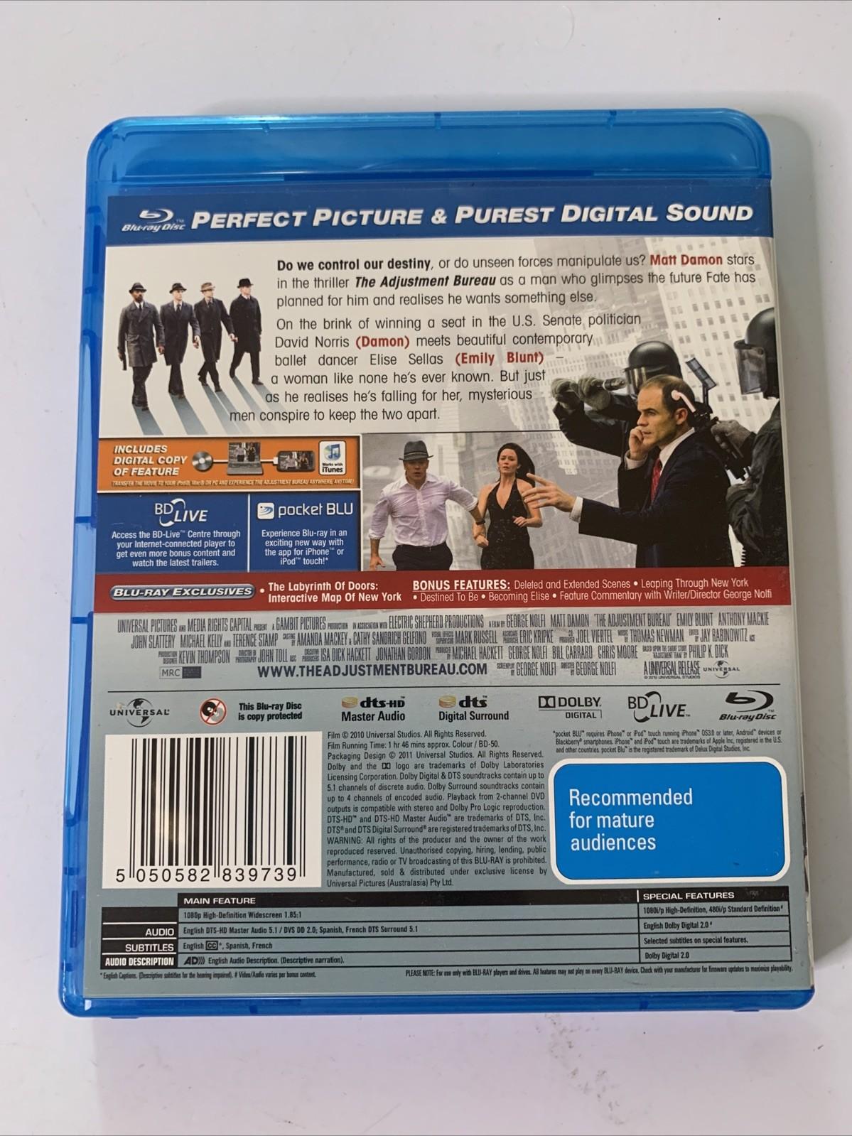 The Adjustment Bureau (Blu-ray, 2011) Emily Blunt, Matt Damon Region B