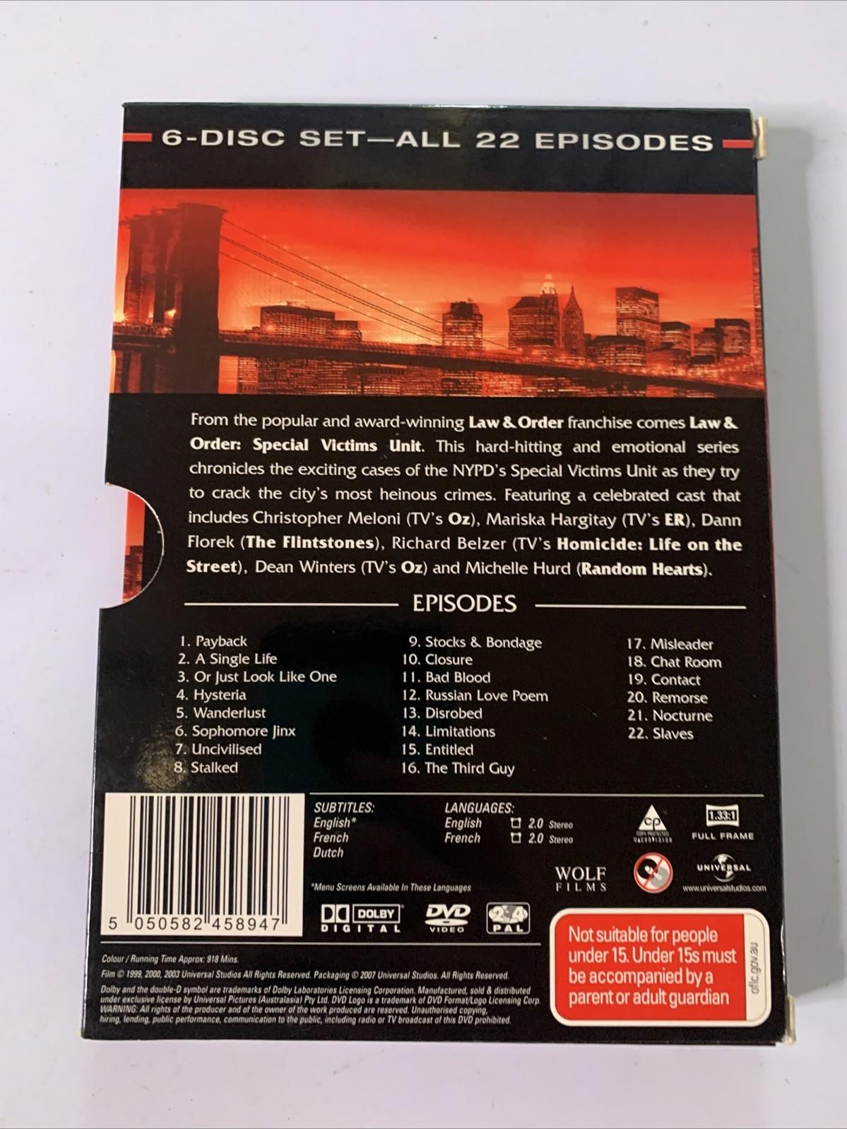 Law & Order: Special Victims Unit : Season 1 (DVD, 1999, 6-DIscs) Region 4 &2