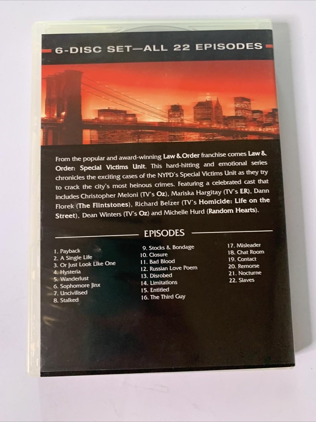 Law & Order: Special Victims Unit : Season 1 (DVD, 1999, 6-DIscs) Region 4 &2