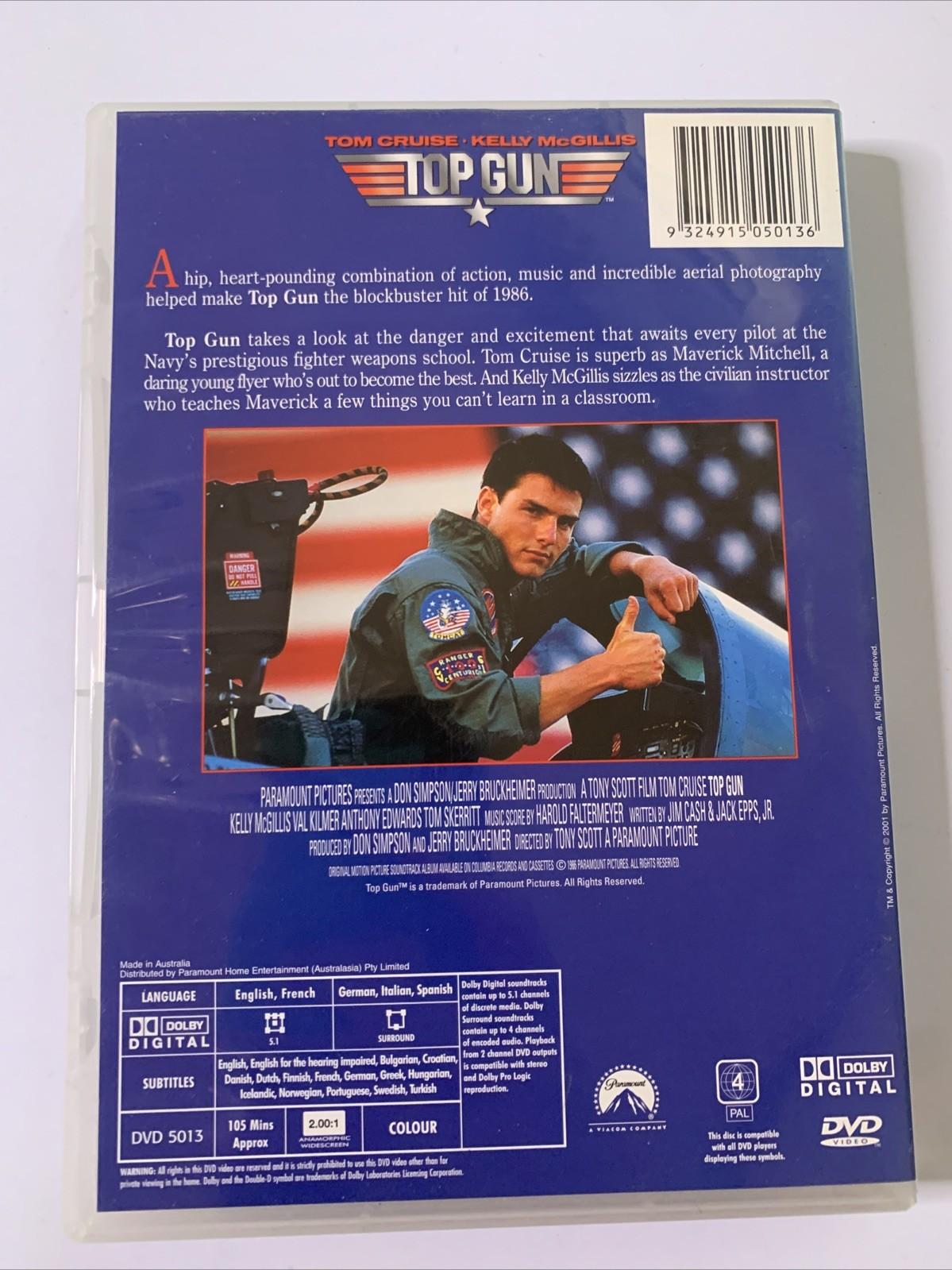 Top Gun (DVD, 1986) Tom Cruise, Val Kilmer, Kelly Mcgillis Region 4