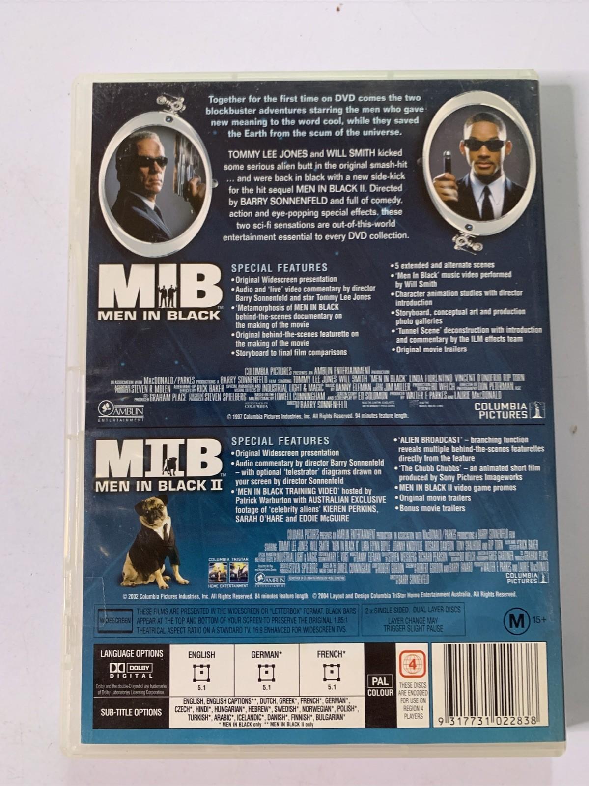 Men in Black / Men in Black II (DVD, 2002) Tommy Lee Jones, Will Smith Region 4
