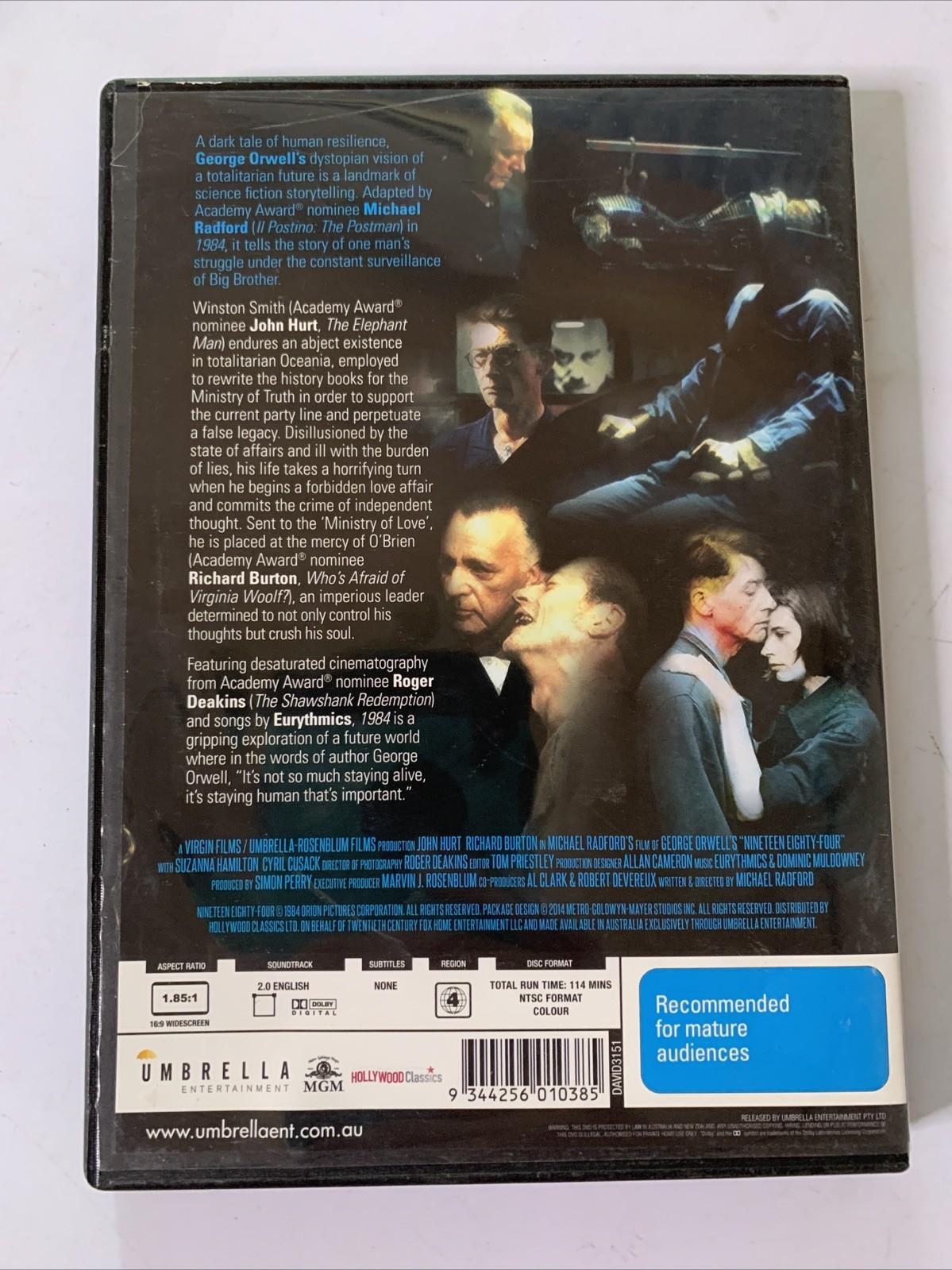 George Orwell's 1984 (DVD, 1985) John Hurt, Richard Burton Region 4