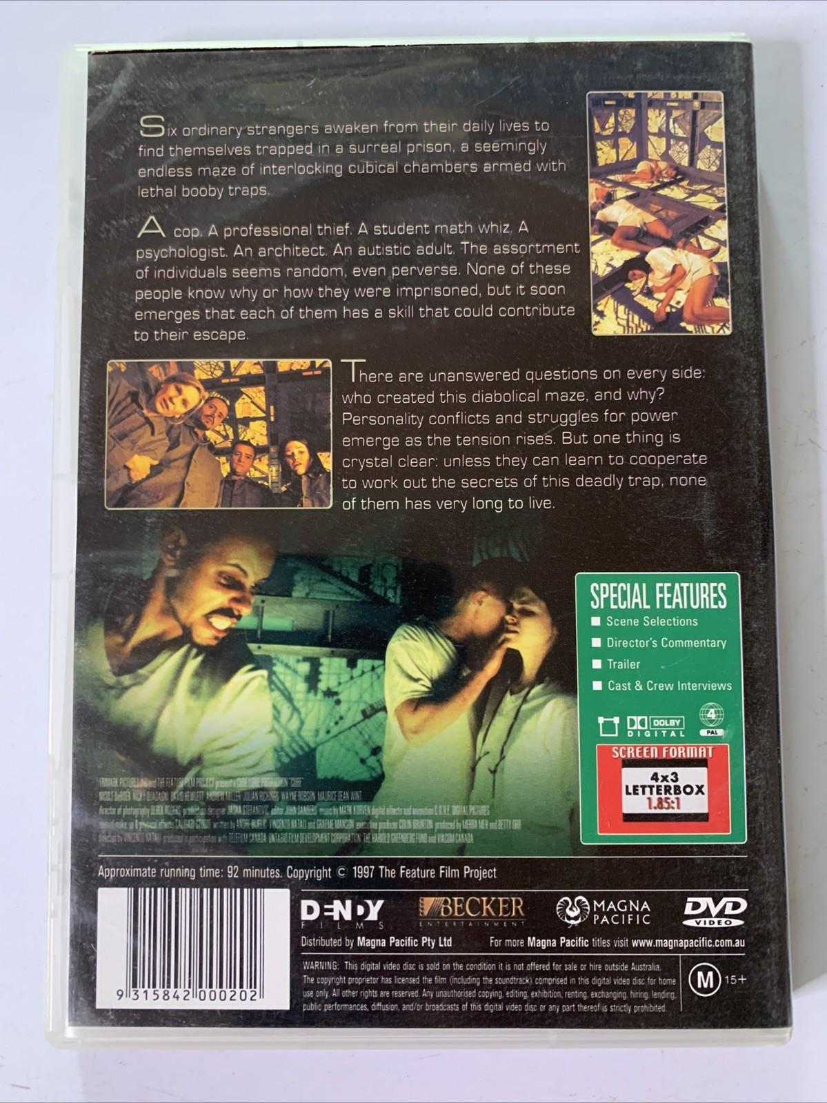 Cube (DVD, 1997) Nicole De Boer, David Hewlett, Maurice Dean Wint Region 4