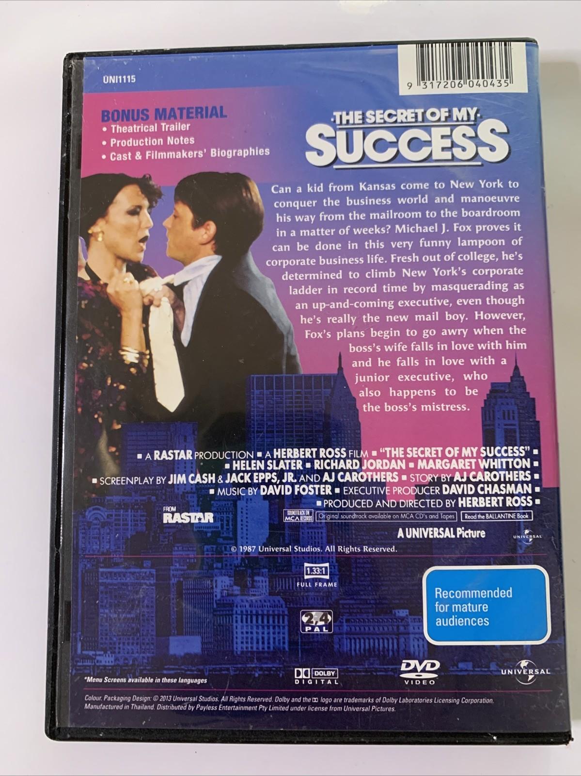 The Secret of My Success (DVD, 1987) Michael J. Fox Region 4 &2