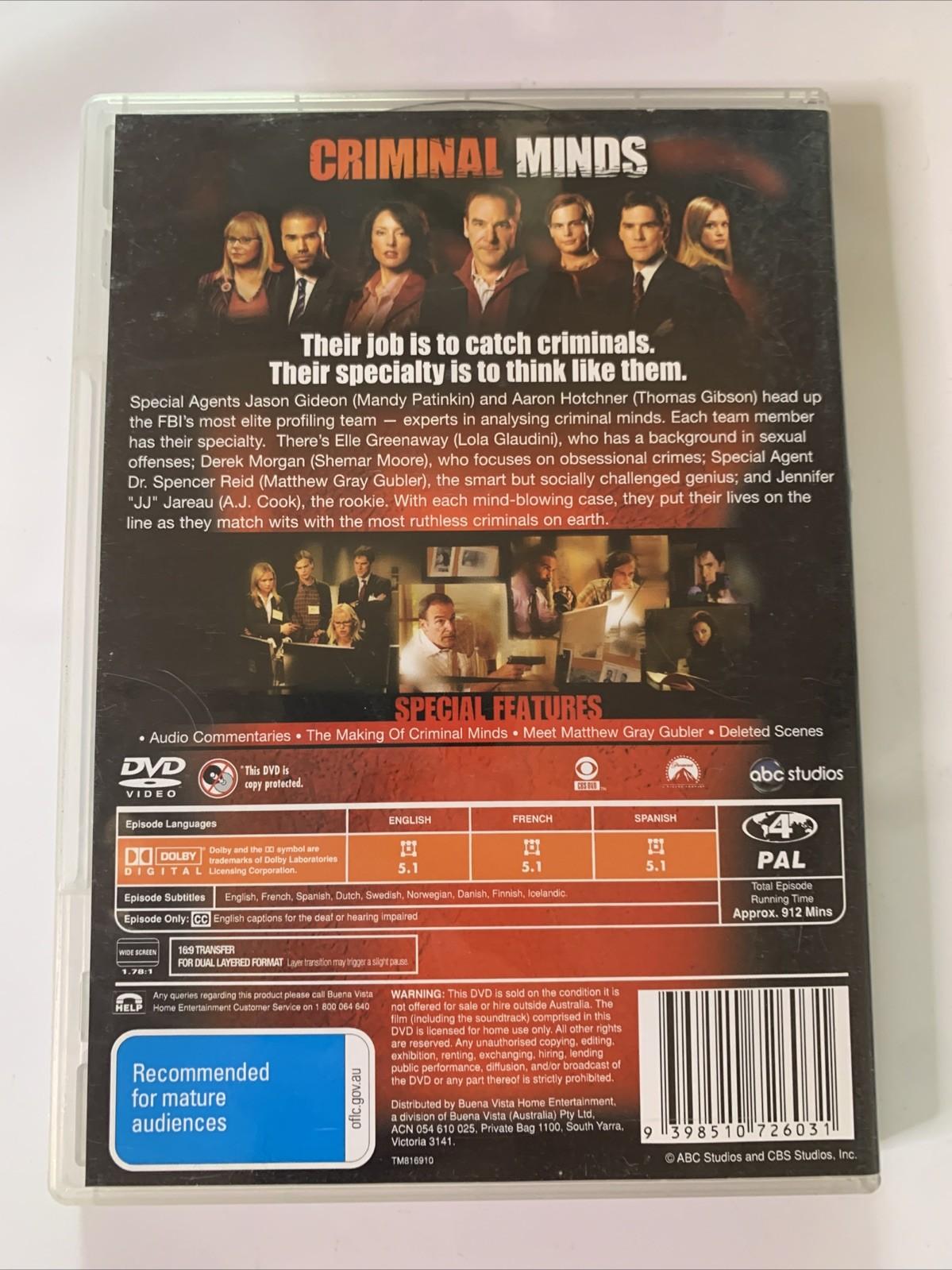 Criminal Minds : Season 1 (DVD, 2005, 6-Discs) Region 4