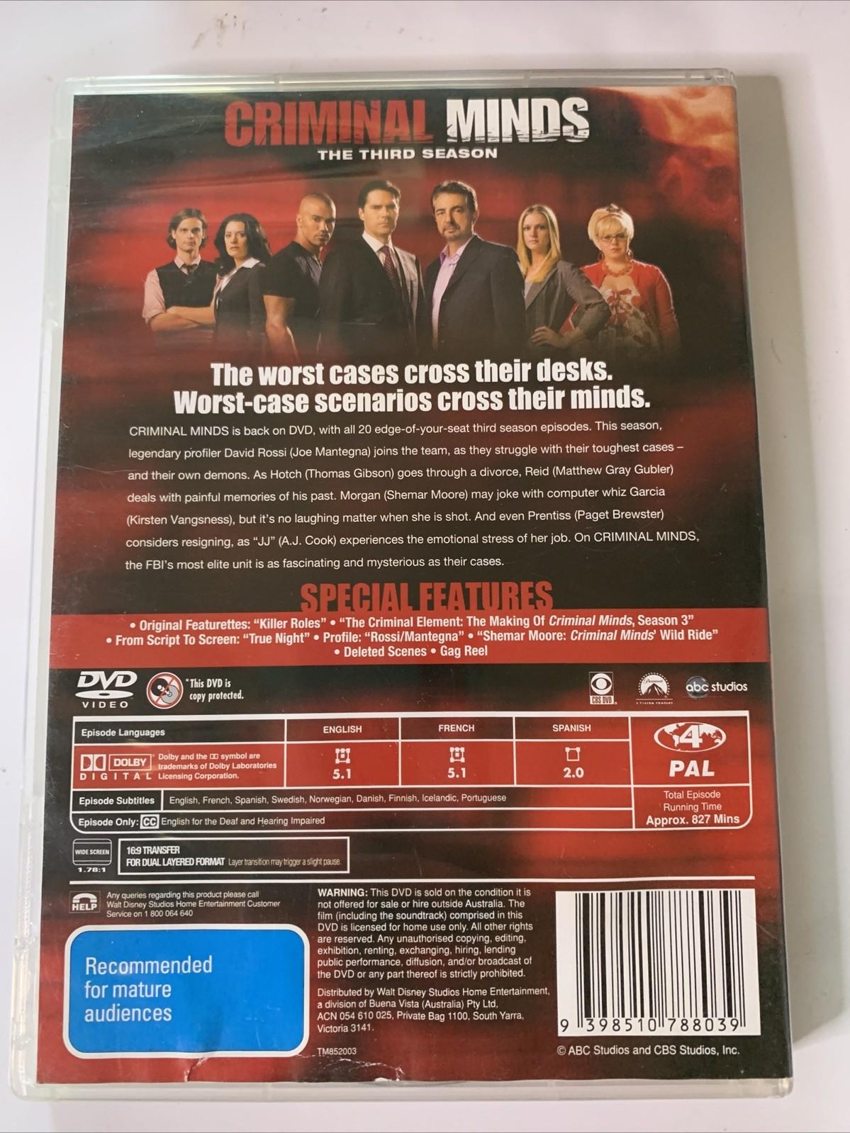 Criminal Minds : The Compleete Season 3 (DVD, 2005, 5-Discs) Region 4