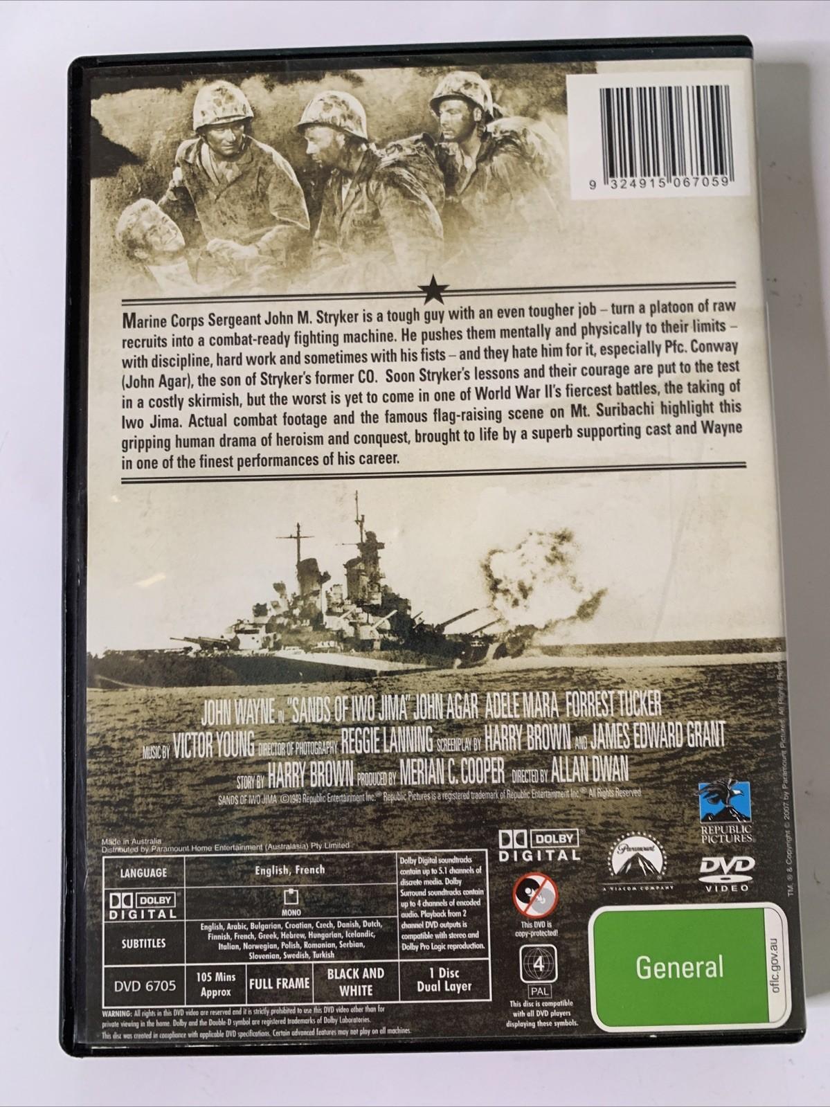 Sands of Iwo Jima (DVD, 1949) John Wayne, Richard Jaeckel Region 4 NEW