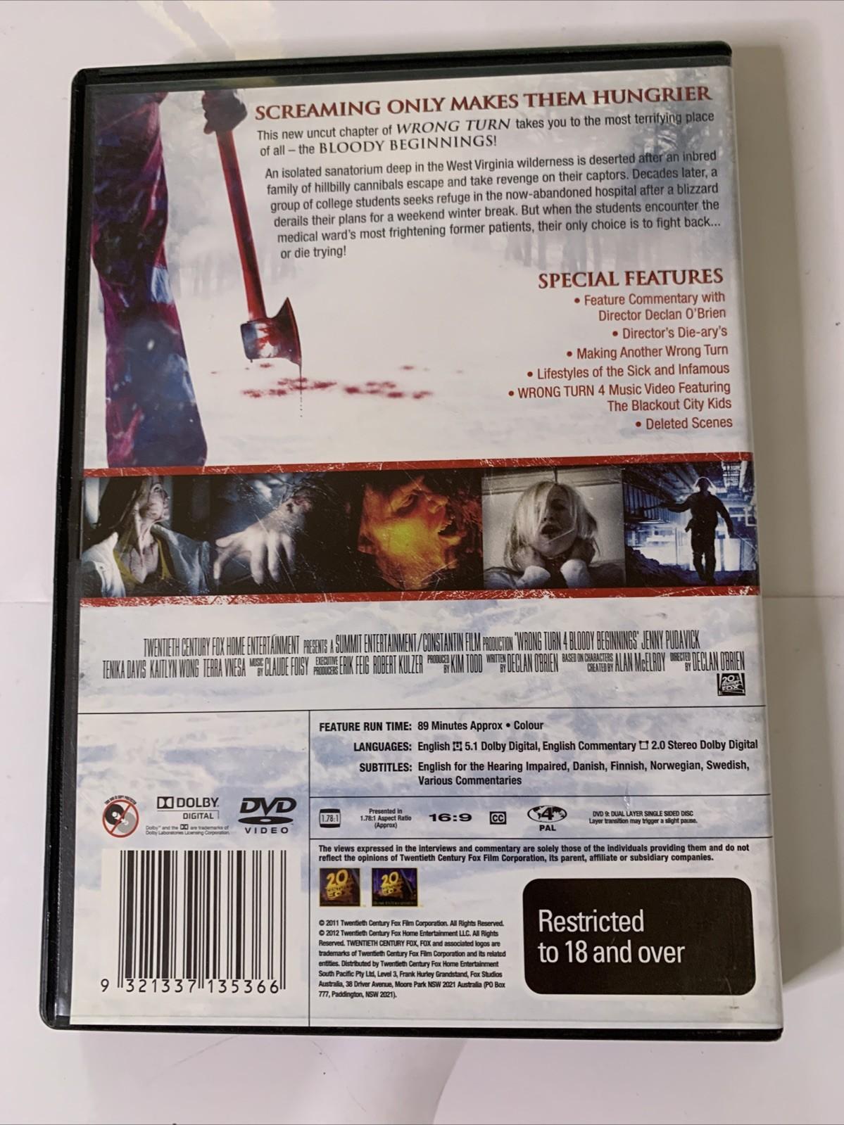 Wrong Turn 4: Bloody Beginnings Uncut (DVD, 2011) Horror Region 4