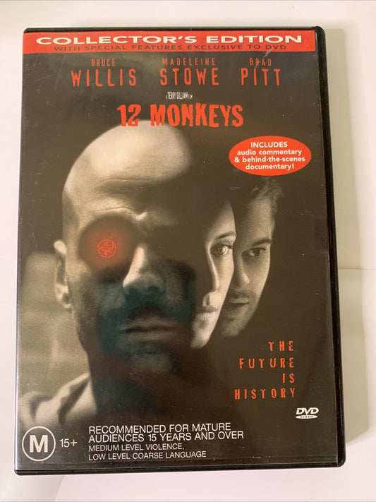12 Monkeys (DVD, 1995) Brad Pitt, Bruce Willis, Madeleine Stowe Region 4