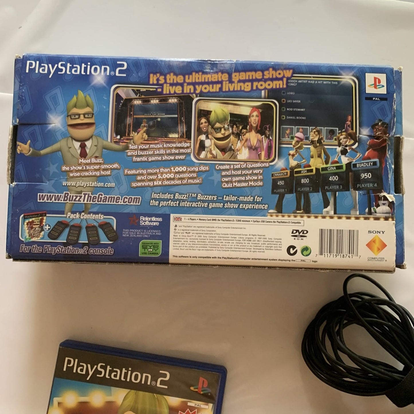Buzz! The Music Quiz Game PS2 + Buzz Controllers PlayStation 2  Game Complete