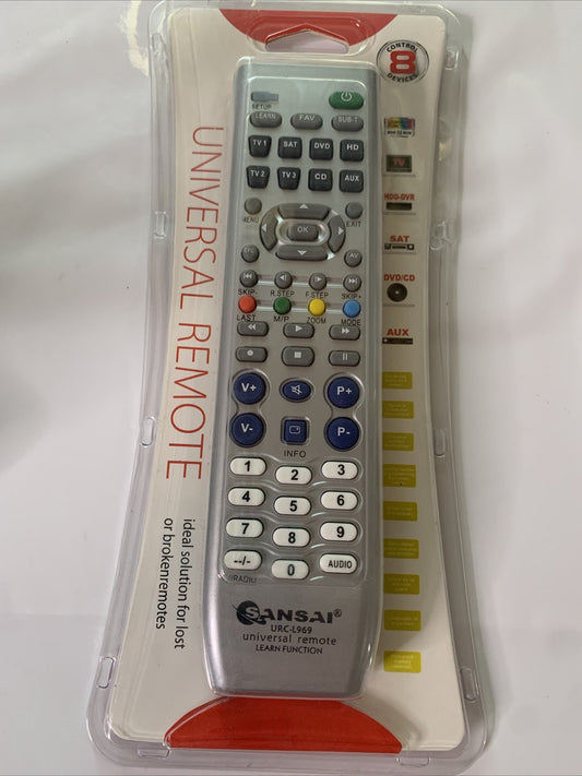 Sansai 8 in 1 Universal Remote Controller With Learning Memory Function
