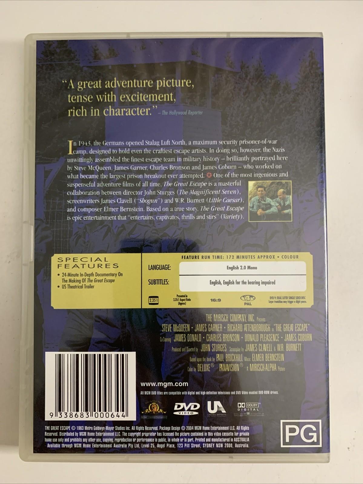 The Great Escape (DVD, 1963) Steve McQueen, James Coburn Region 4 NEW