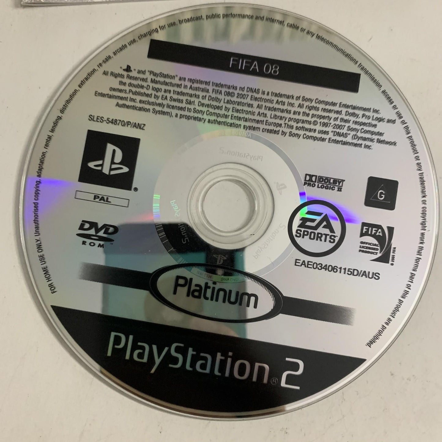 FIFA 08 PS2 Sony Playstation 2 Platinum Game Complete