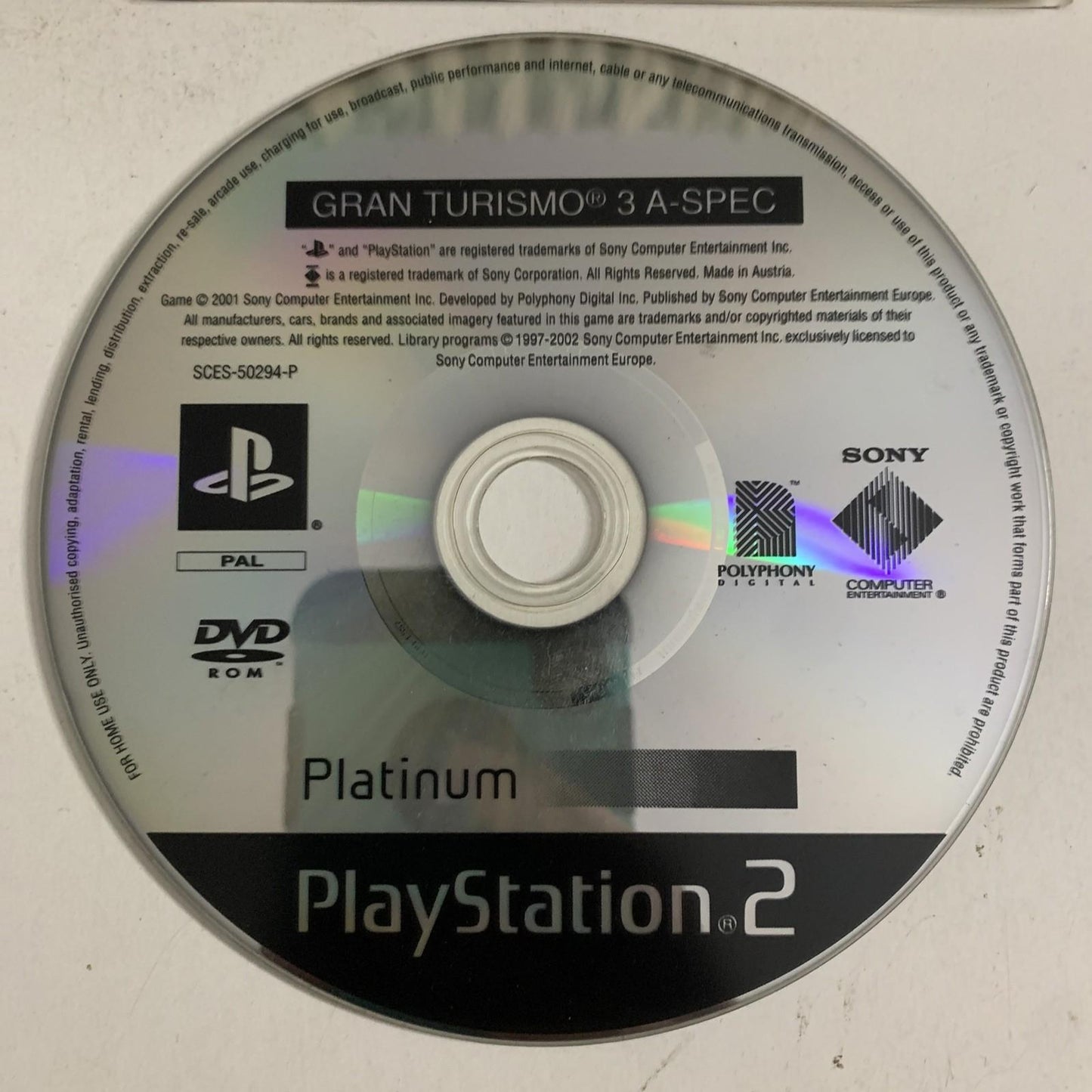 Gran Turismo 3 A-Spec PS2 Sony PlayStation 2 PAL Platinum Game Complete