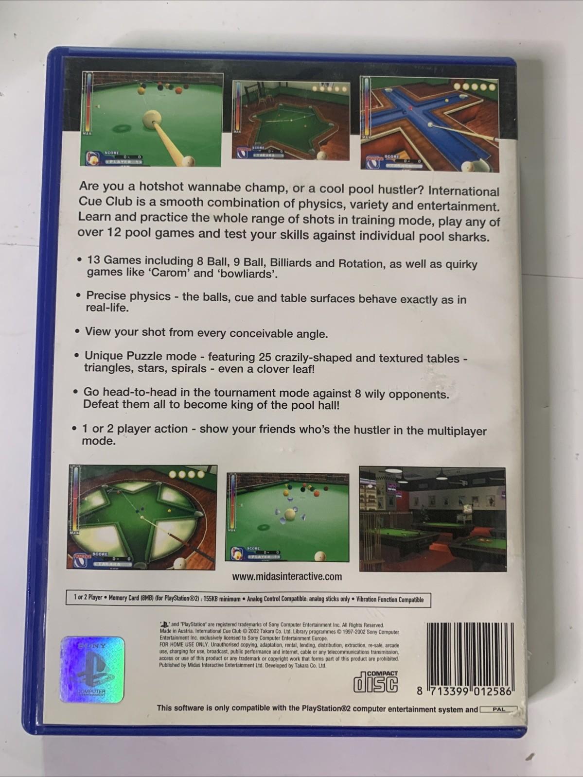 International Cue Club PS2 Sony PlayStation 2 PAL Game Complete
