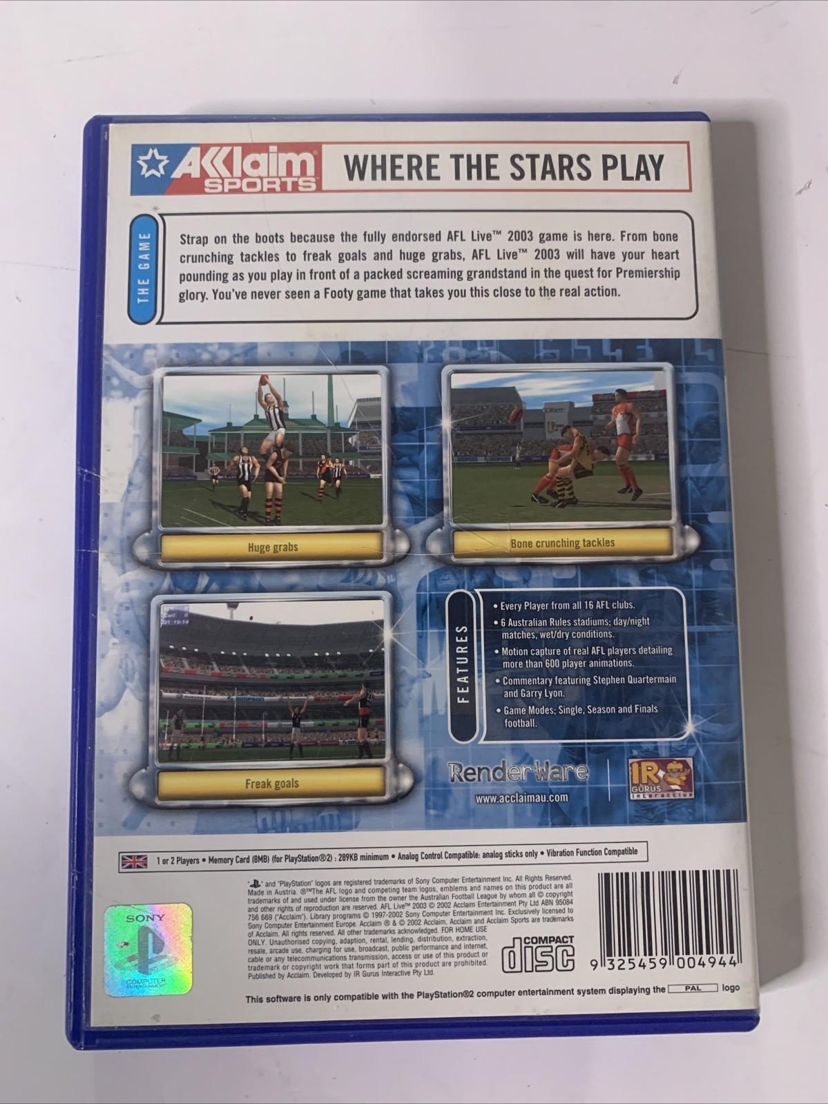 AFL Live 2003 PS2 Sony PlayStation 2 PAL Game