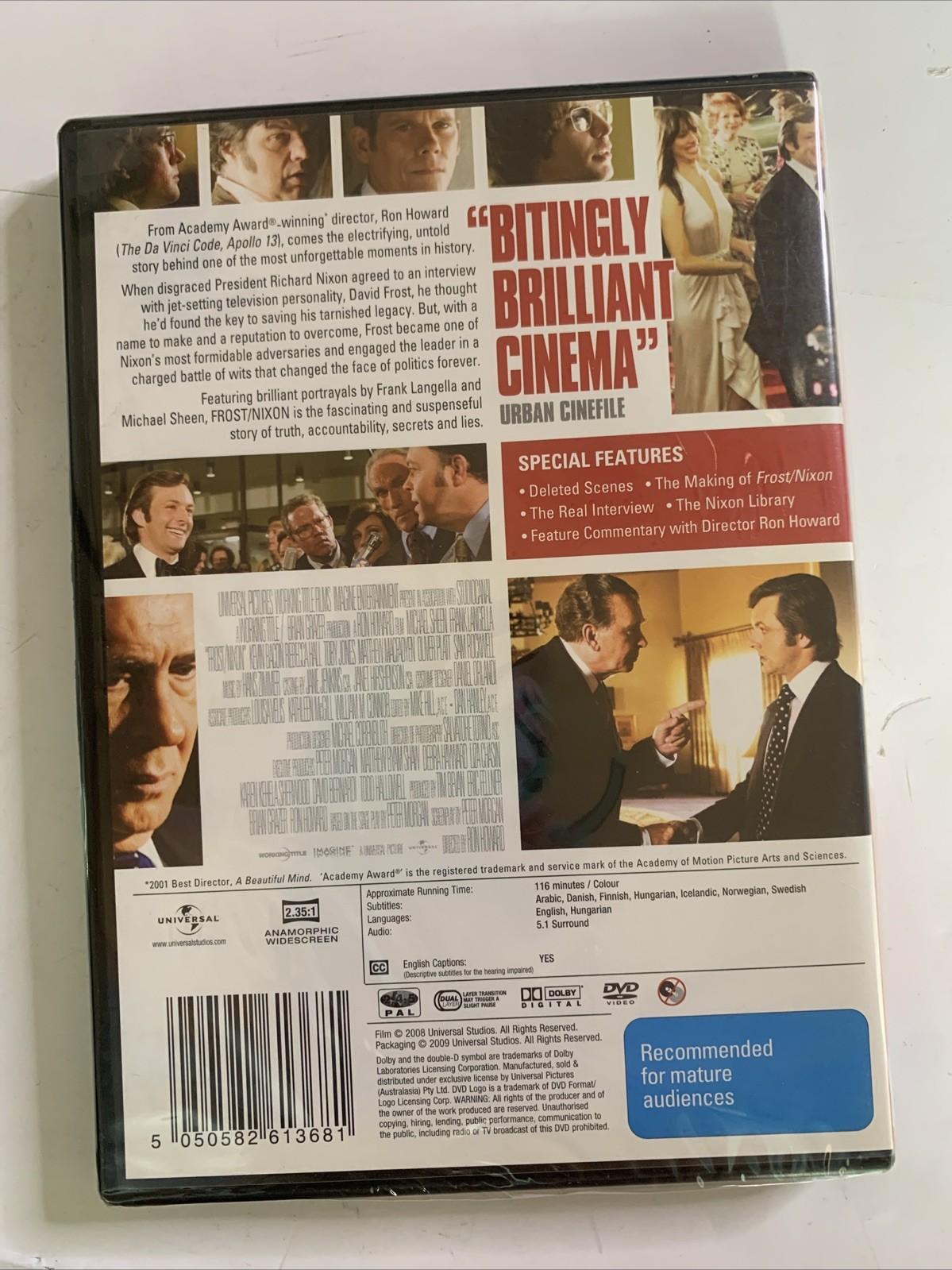 Frost/Nixon (DVD, 2008) Frank Langella, Kevin Bacon, Michael Sheen Region 4 NEW