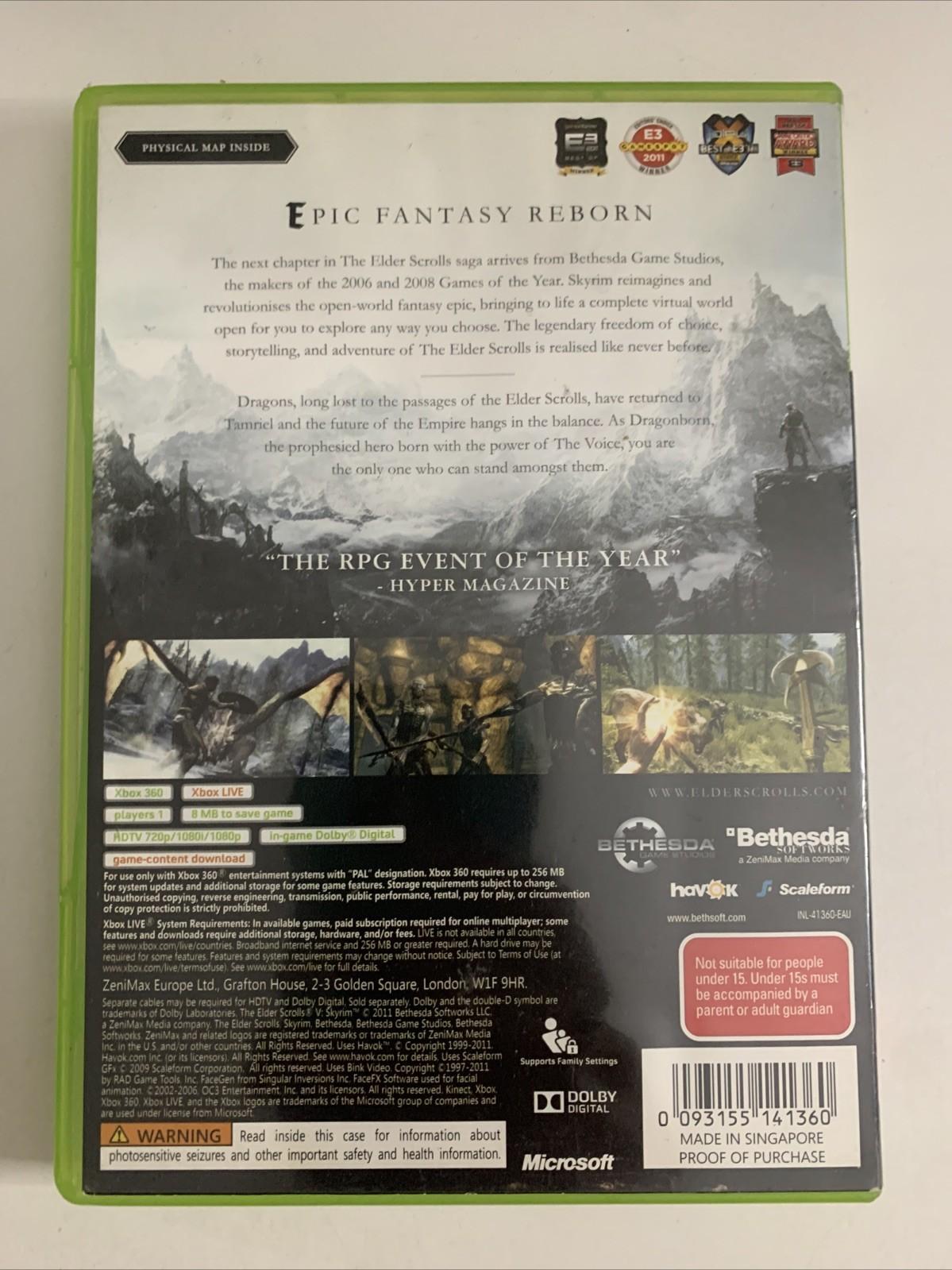 The Elder Scrolls V: Skyrim Microsoft Xbox 360 2009 PAL Game