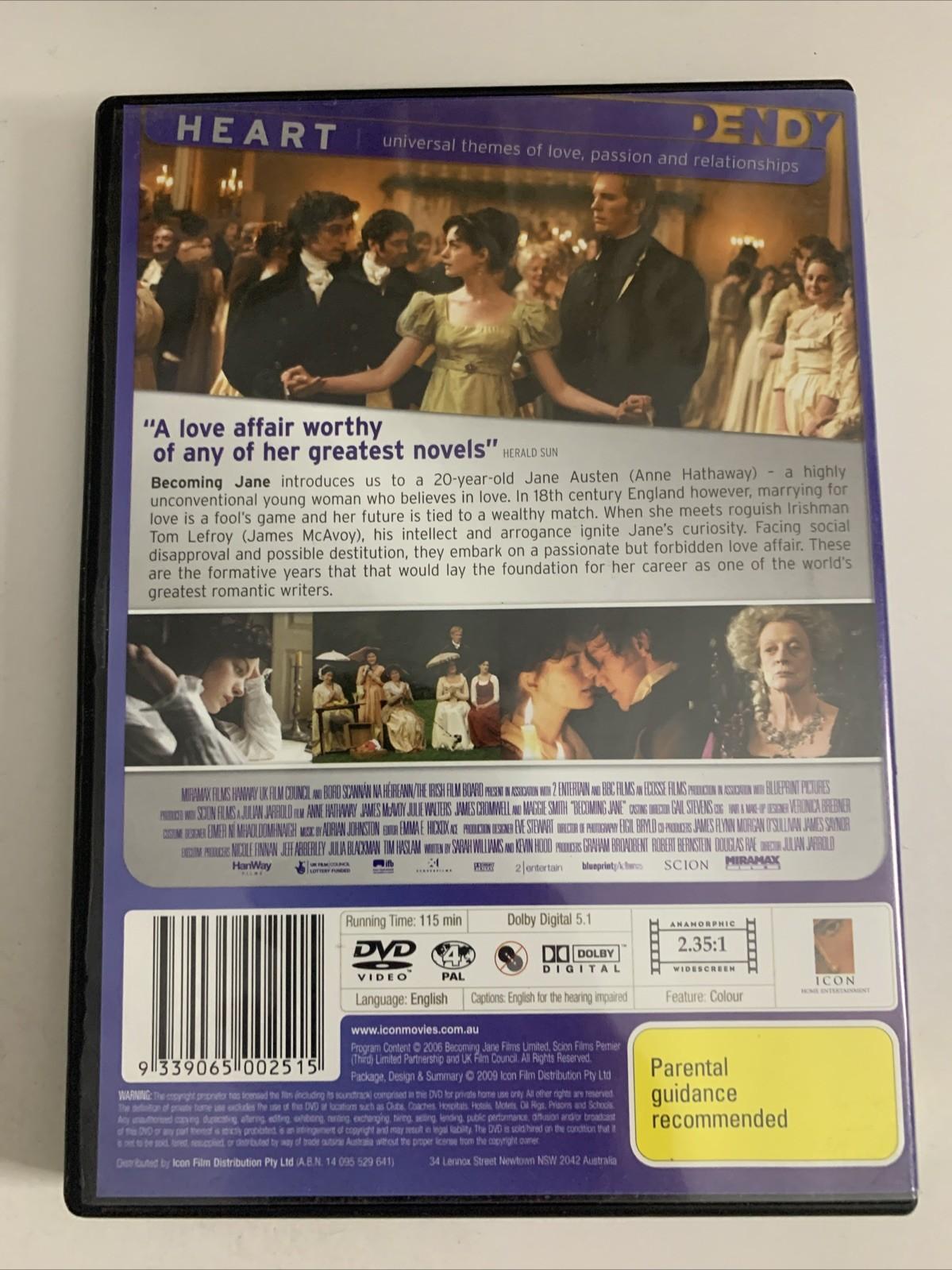 Becoming Jane (DVD, 2007) Anne Hathaway, James McAvoy Region 4