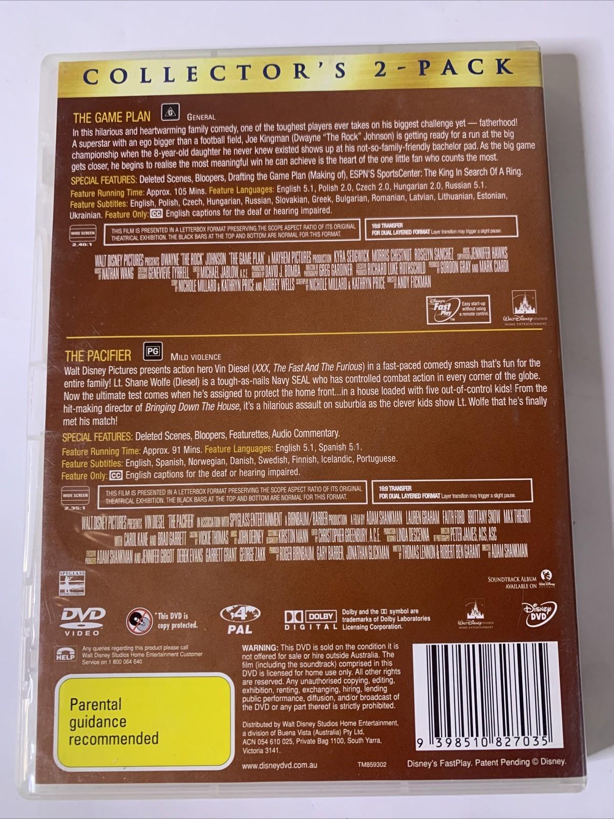 The Game Plan / The Pacifier (DVD, 2007) The Rock, Vin Diesel Region 4