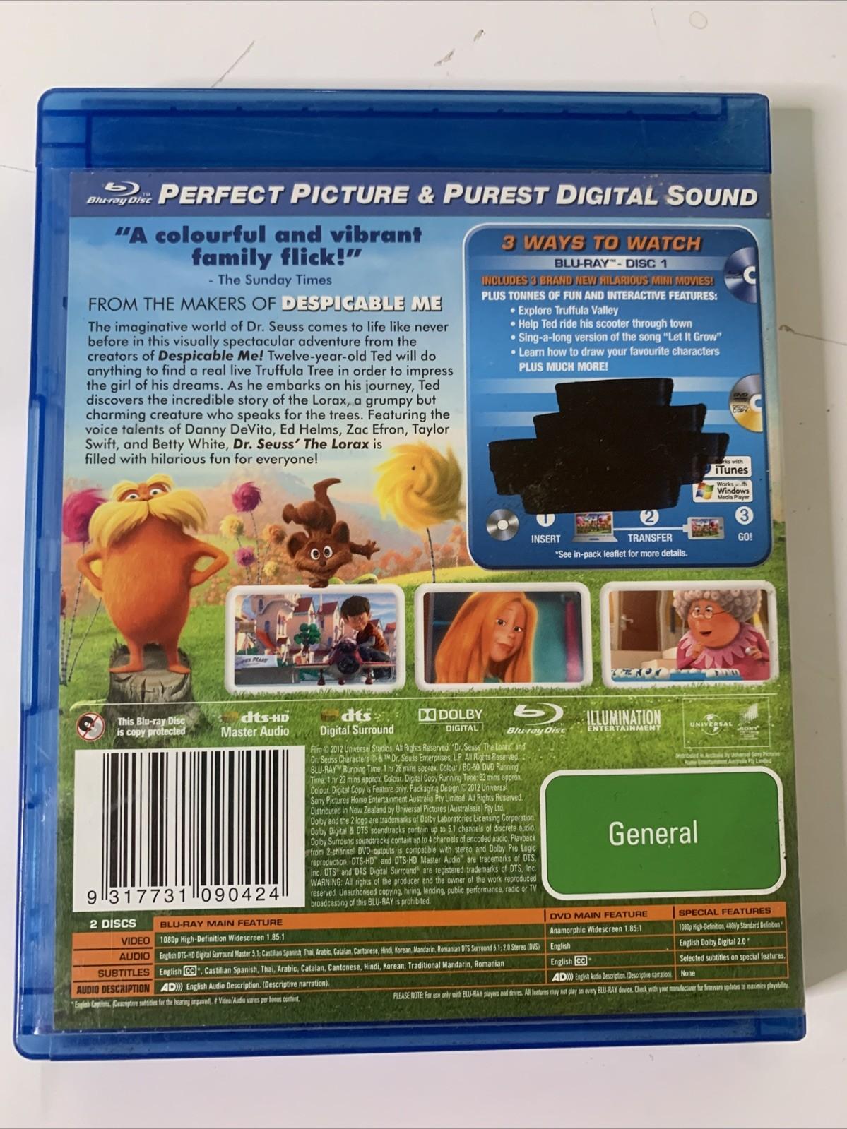 Dr. Seuss The Lorax (Blu-ray, 2012) Animated Film Region B