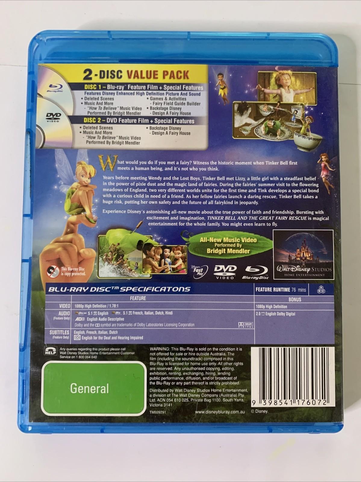 Tinker Bell and the Great Fairy Rescue (Blu-ray, 2010) Disney Animation Film