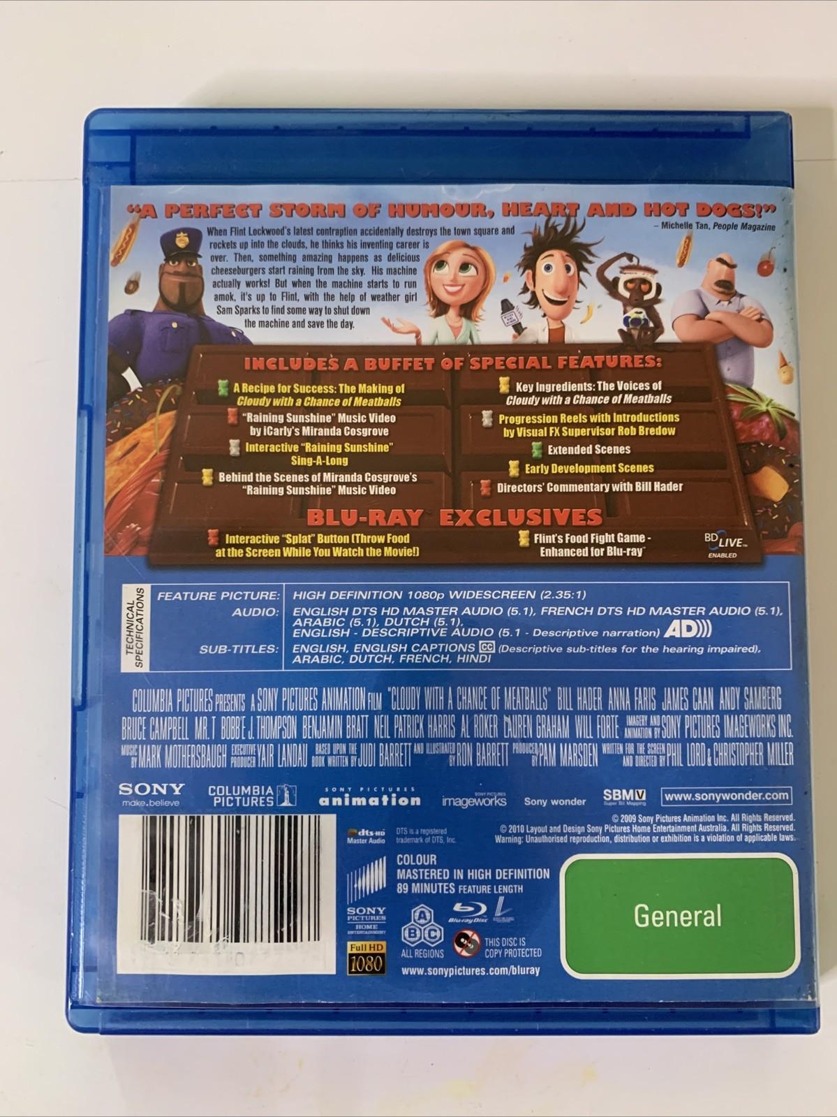 Cloudy with a Chance of Meatballs (Blu-ray, 2009) Animation All Regions