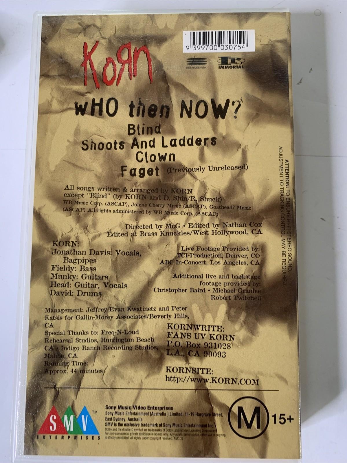 Korn – Who Then Now? (VHS, 1997) PAL