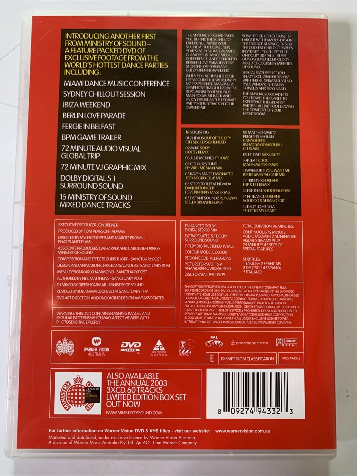 Ministry of Sound – The Annual 2003 DVD (DVD, 2002) All Regions NEW