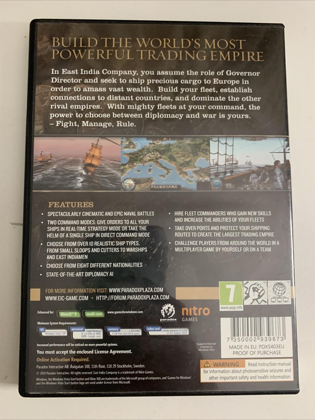 East India Company PC DVD Windows Strategy Game