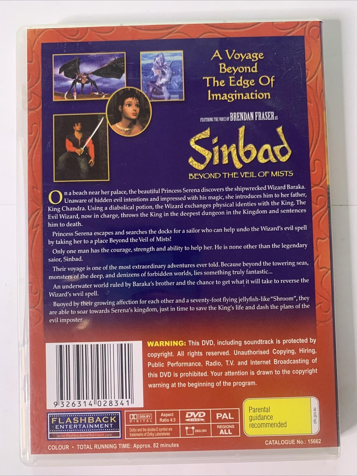 Sinbad: Beyond the Veil of Mists (DVD, 2001) Brendan Fraser Animation All Region
