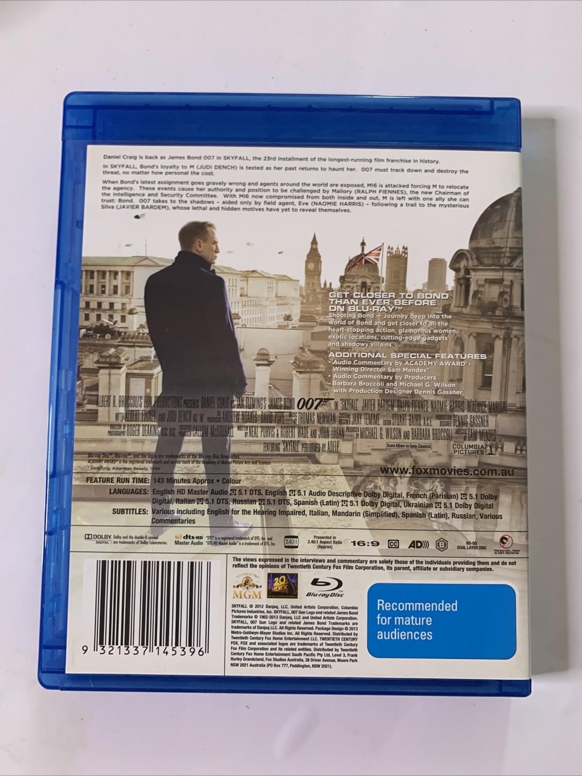 Skyfall (Blu-ray, 2012) Daniel Craig, Javier Bardem, Ralph Fiennes Region B