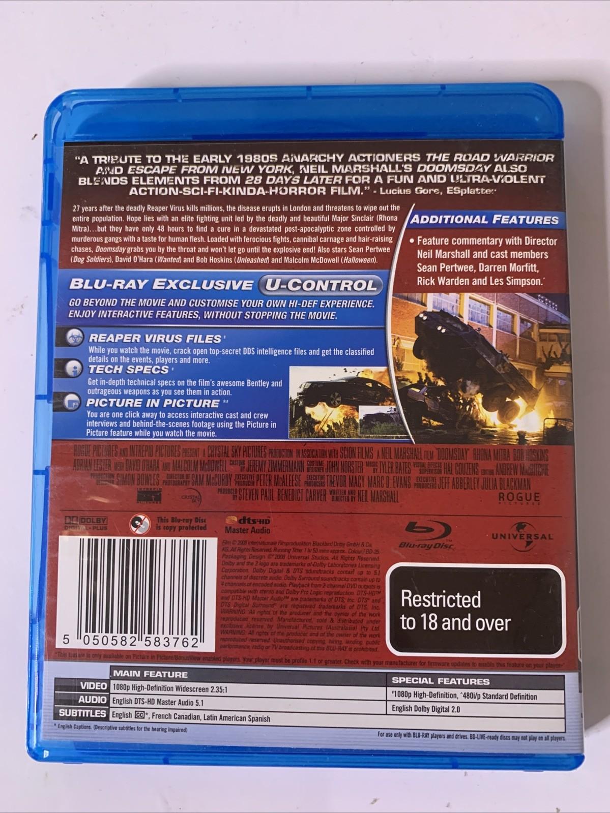 Doomsday (Blu-ray, 2008)  Rhona Mitra, Bob Hoskins, Alexander Siddig Region B