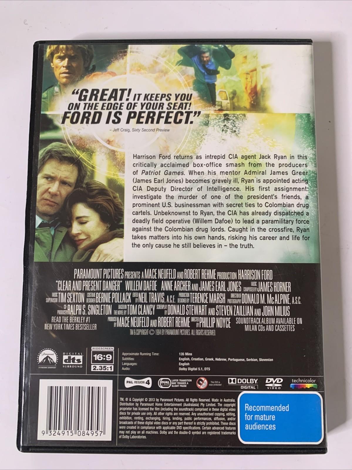 Clear and Present Danger (DVD, 1994) Harrison Ford, Willem Dafoe Region 4