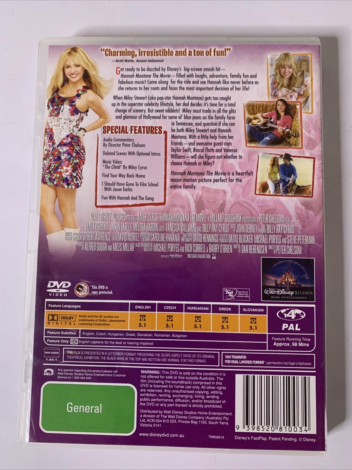 Hannah Montana The Movie (DVD, 2009) Miley Cyrus, Taylor Swift Region 4