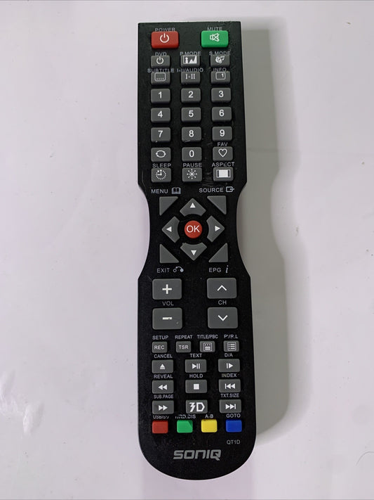Genuine SONIQ QT1D Remote Control For Soniq TV *No Battery Lid