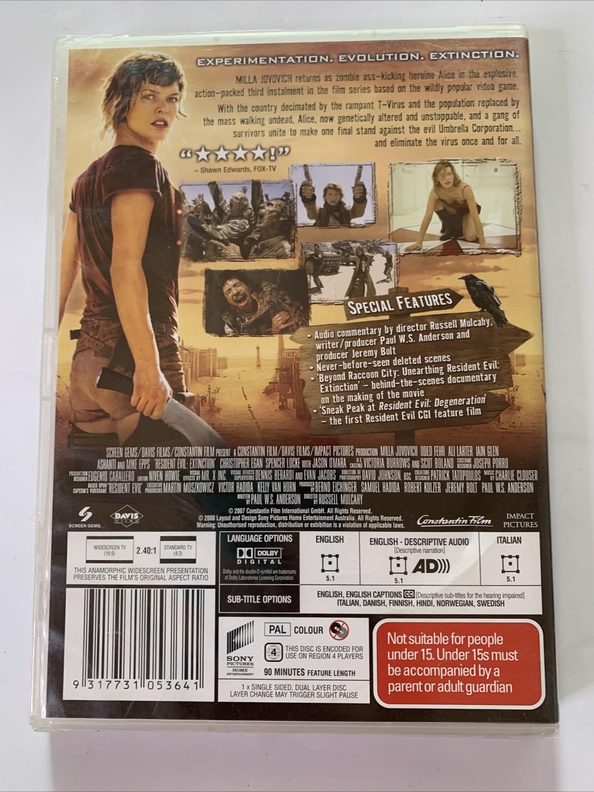 Resident Evil Extinction (DVD, 2007) Region 4 NEW Sealed