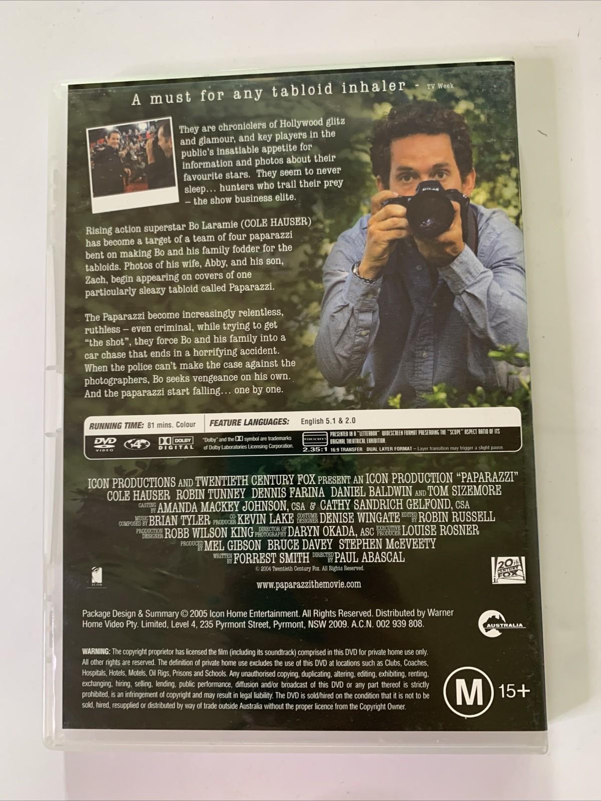 Paparazzi (DVD, 2004) Tom Sizemore, Tom Hollander, Daniel Baldwin Region 4 NEW