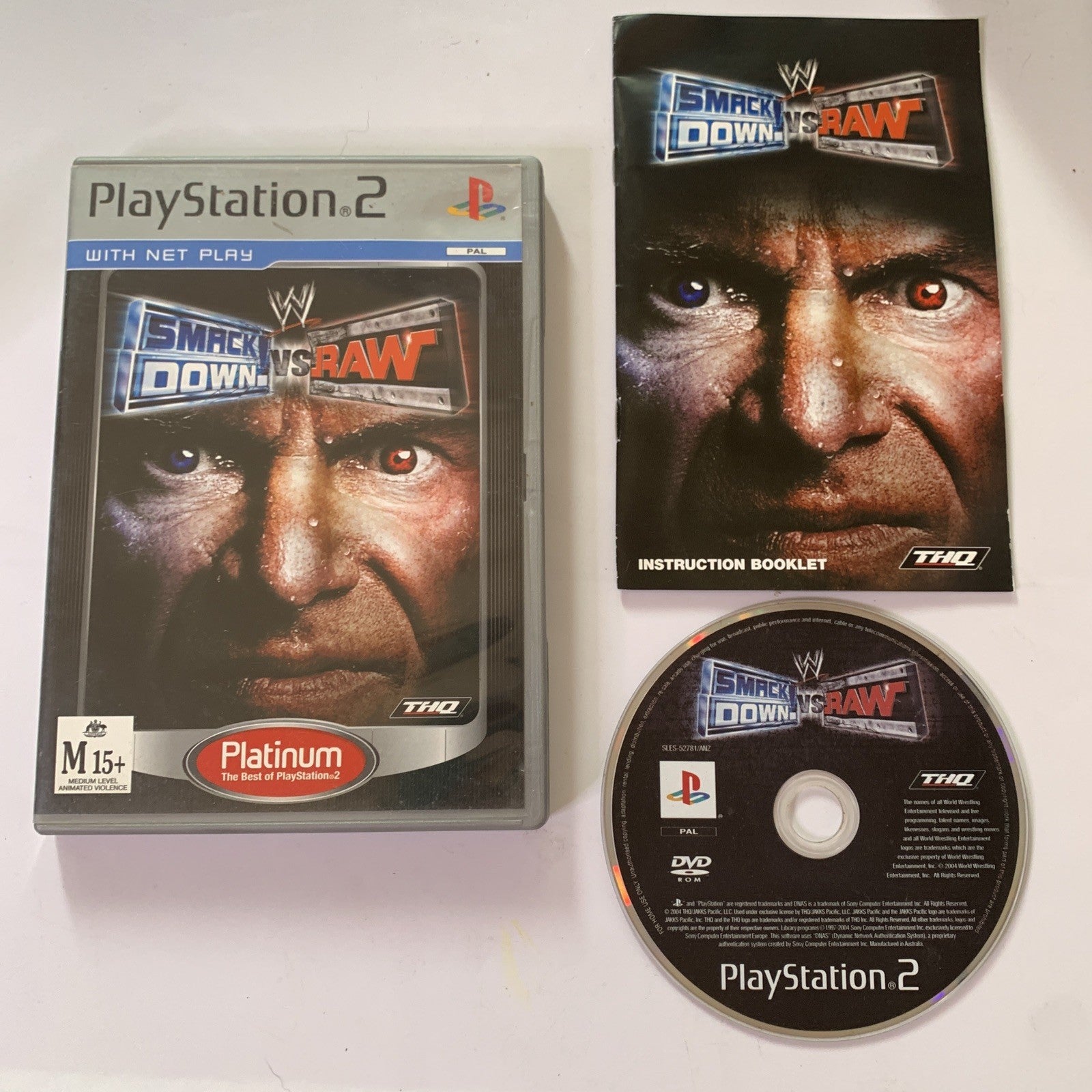 WWE SmackDown vs Raw 2004 Sony PlayStation 2 PS2 PAL Wrestling Game Co