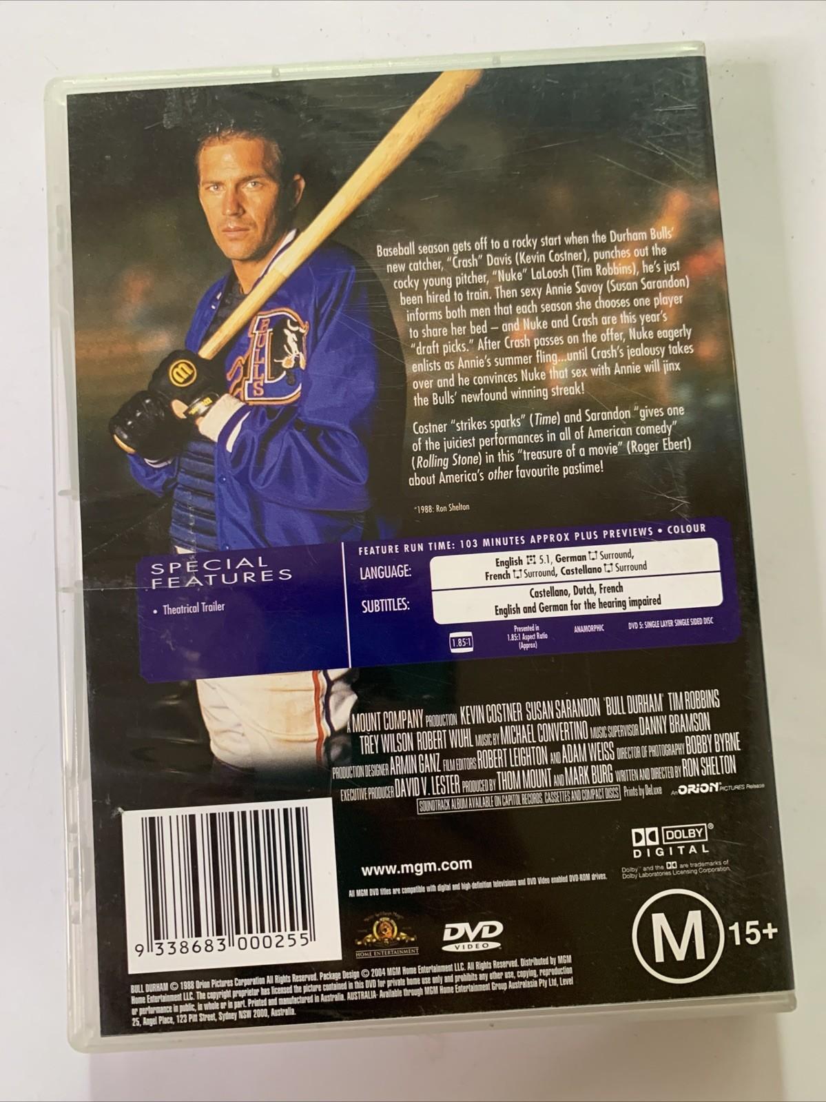 Bull Durham (DVD, 1988) Kevin Costner, Tim Robbins, Susan Sarandon Region 4