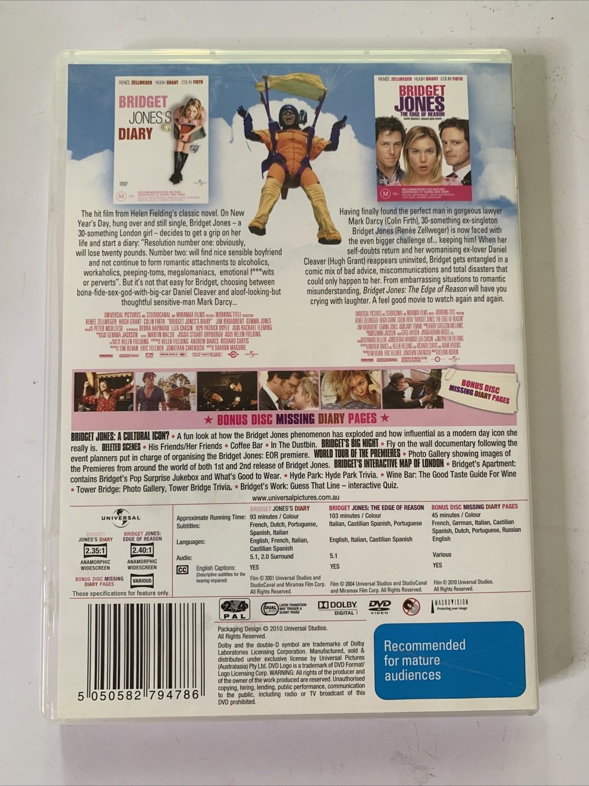 Bridget Jones’s Diary + The Edge of Reason (DVD, 3-Disc) Region 4 NEW